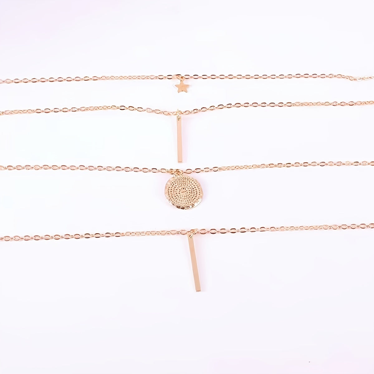 1 Fashionable Layered Star Round Pendant Necklace - Chains for Women - Fine Jewelry, Elegant Accessories, Trendy, Stylish, and Dainty for Everyday Wear - Osila Store