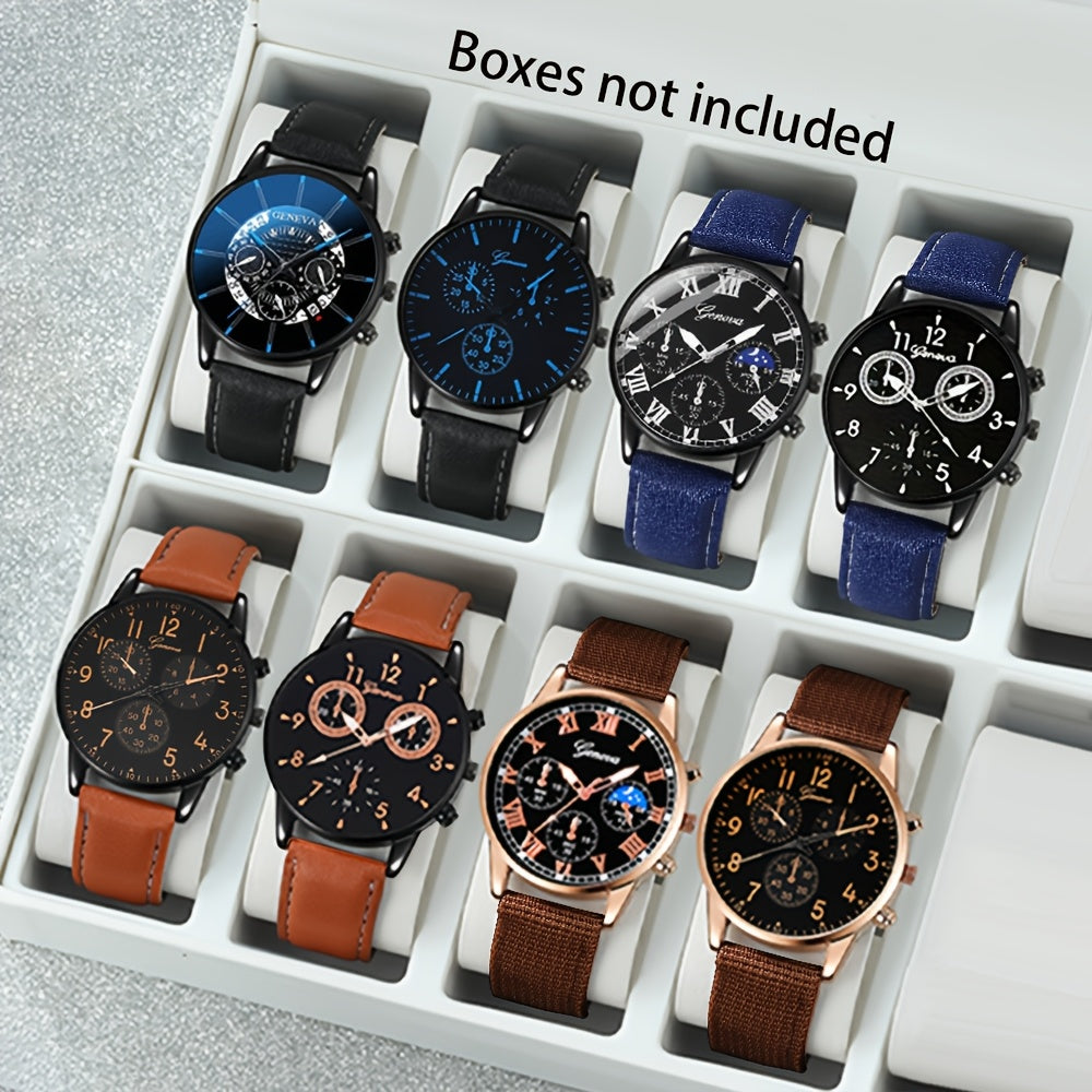 8pcs Men's Watch Set Trendy Fashion Casual Men's Wristwatch Combination