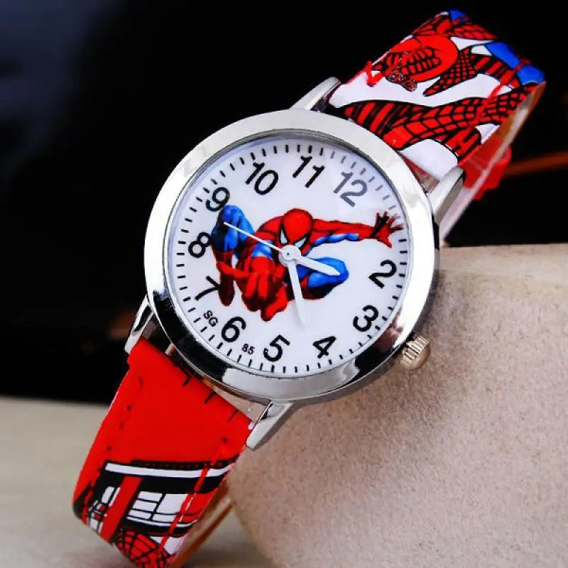 Disney Spiderman Children's Watch Anime Figures Student Quartz Watch Avenger Toys Spiderman Leather Strap Wristwatches Gifts - Osila Store