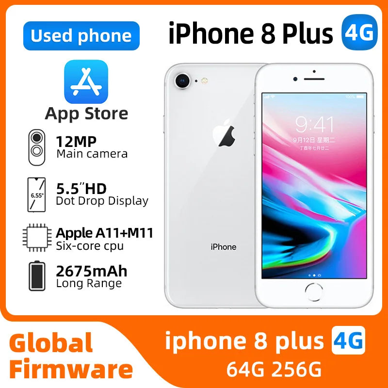 Apple iphone 8 plus 4g ios Smartphone 5.5 inch Screen 256GB ROM 2675 Battery All Colours in Good Condition used phone - Osila Store