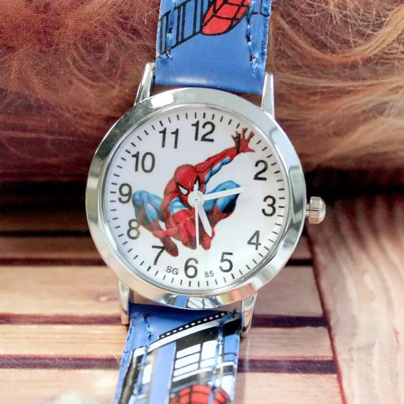 Disney Spiderman Children's Watch Anime Figures Student Quartz Watch Avenger Toys Spiderman Leather Strap Wristwatches Gifts - Osila Store
