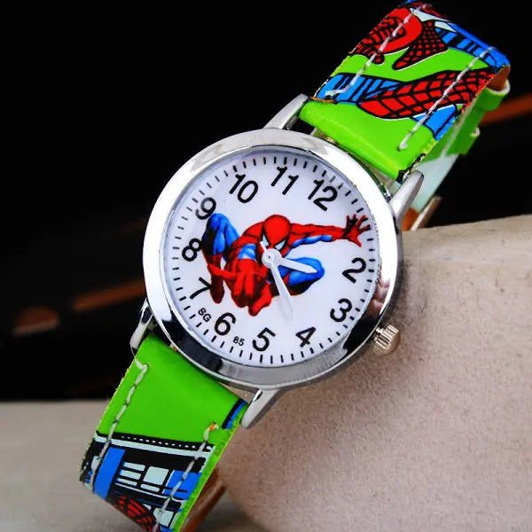 Disney Spiderman Children's Watch Anime Figures Student Quartz Watch Avenger Toys Spiderman Leather Strap Wristwatches Gifts - Osila Store