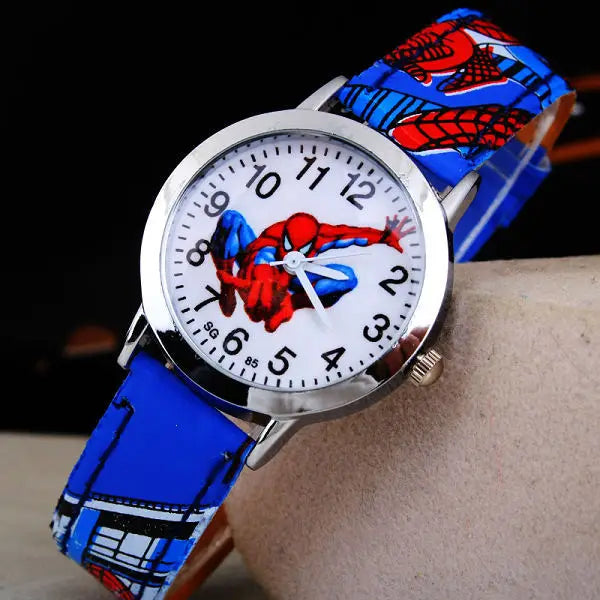 Disney Spiderman Children's Watch Anime Figures Student Quartz Watch Avenger Toys Spiderman Leather Strap Wristwatches Gifts - Osila Store