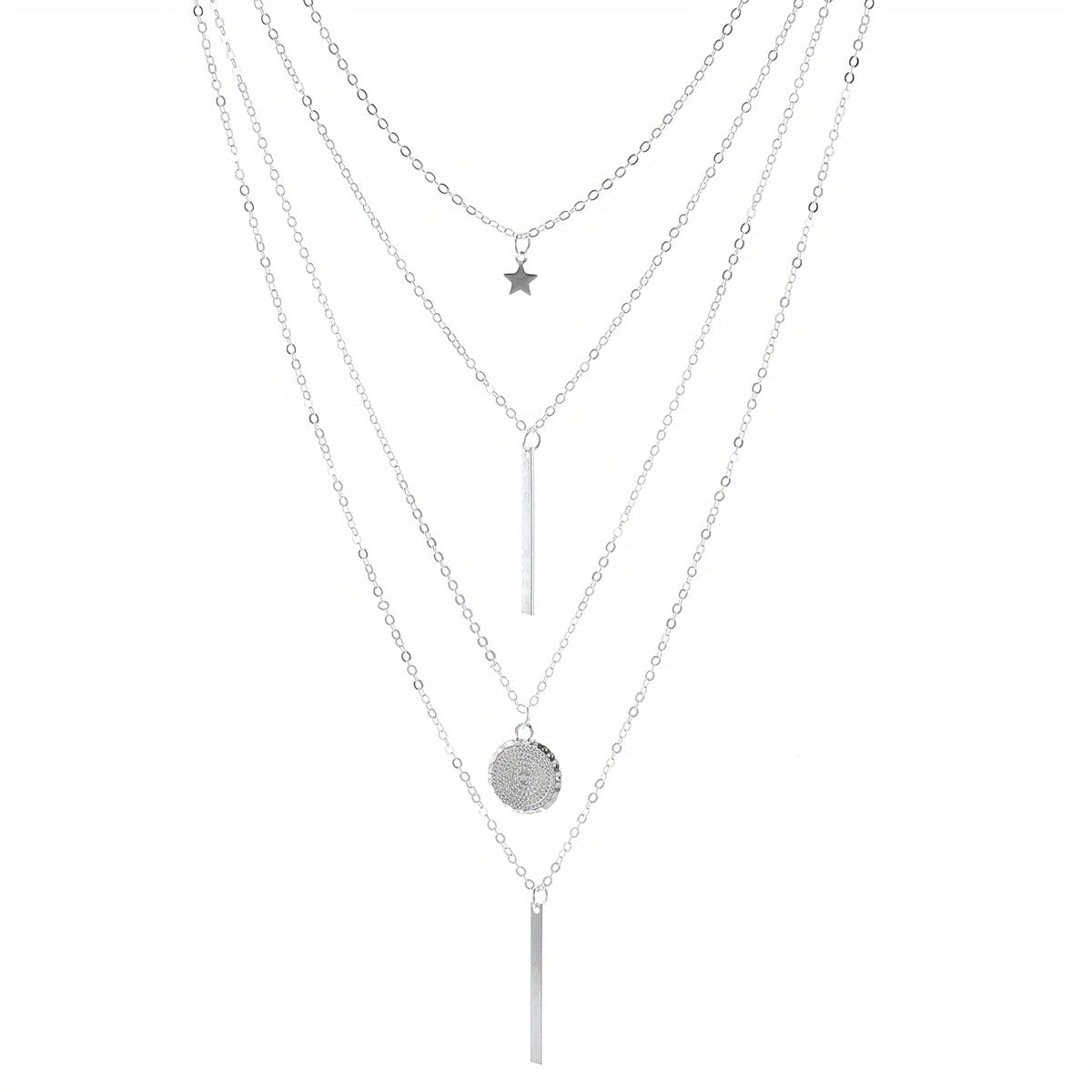 1 Fashionable Layered Star Round Pendant Necklace - Chains for Women - Fine Jewelry, Elegant Accessories, Trendy, Stylish, and Dainty for Everyday Wear - Osila Store