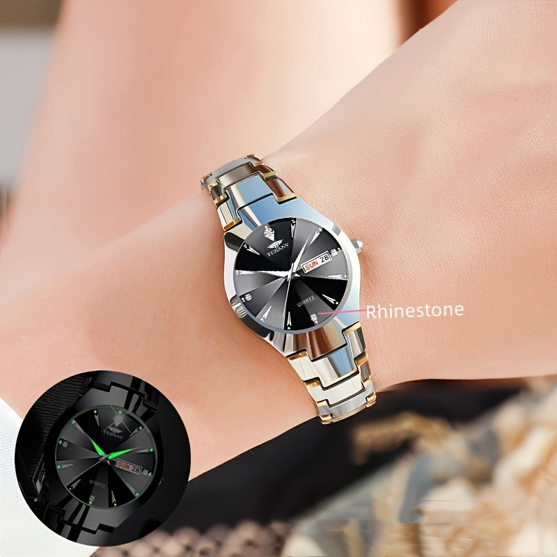 1 New Fashionable Trendy Calendar Date Display Women'S Quartz Watch with Luminous Simple Brand Luxury Casual Life Travel Sports Women'S Business Wristwatch